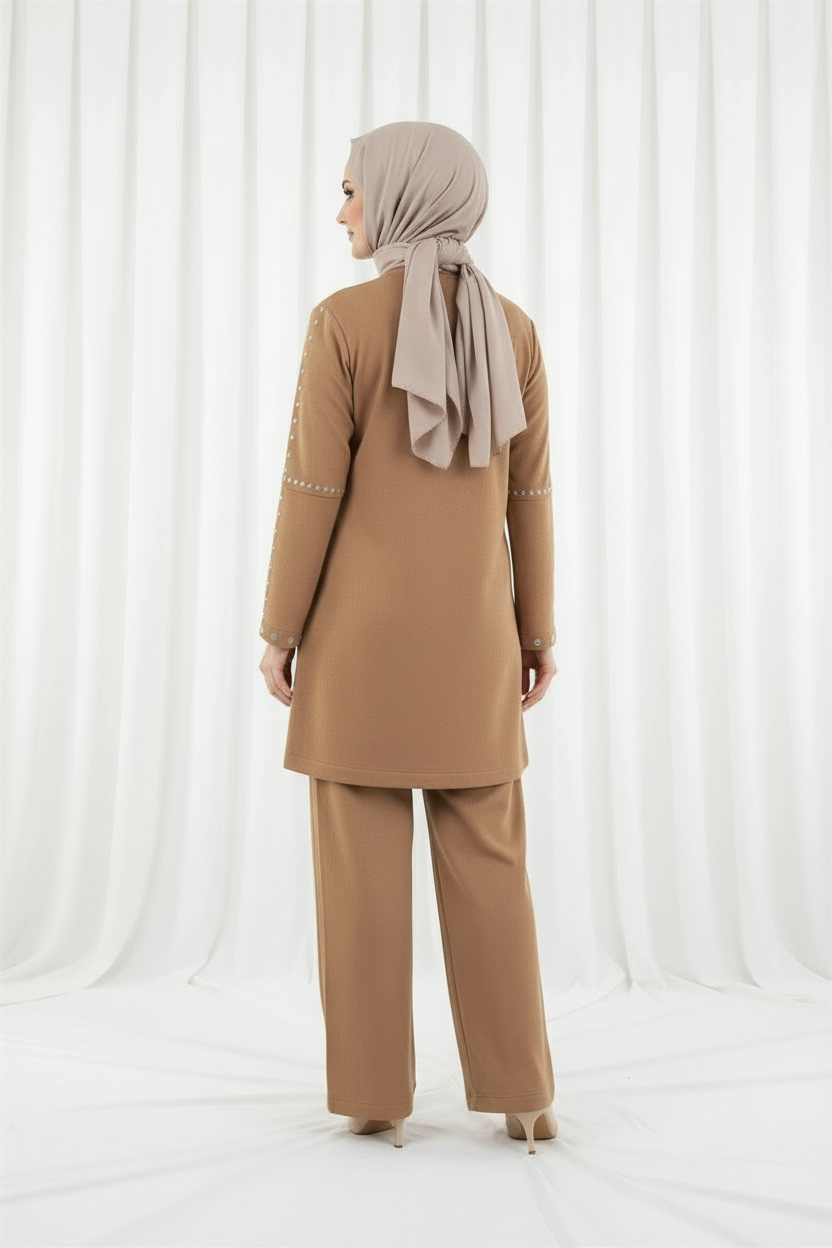 kadın süet taşlı takım tarçın kadın süet taşlı takım tarçın