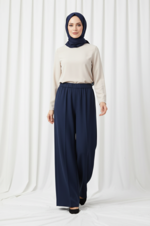 colmar beli lastikli geniş paça pantolon lacivert