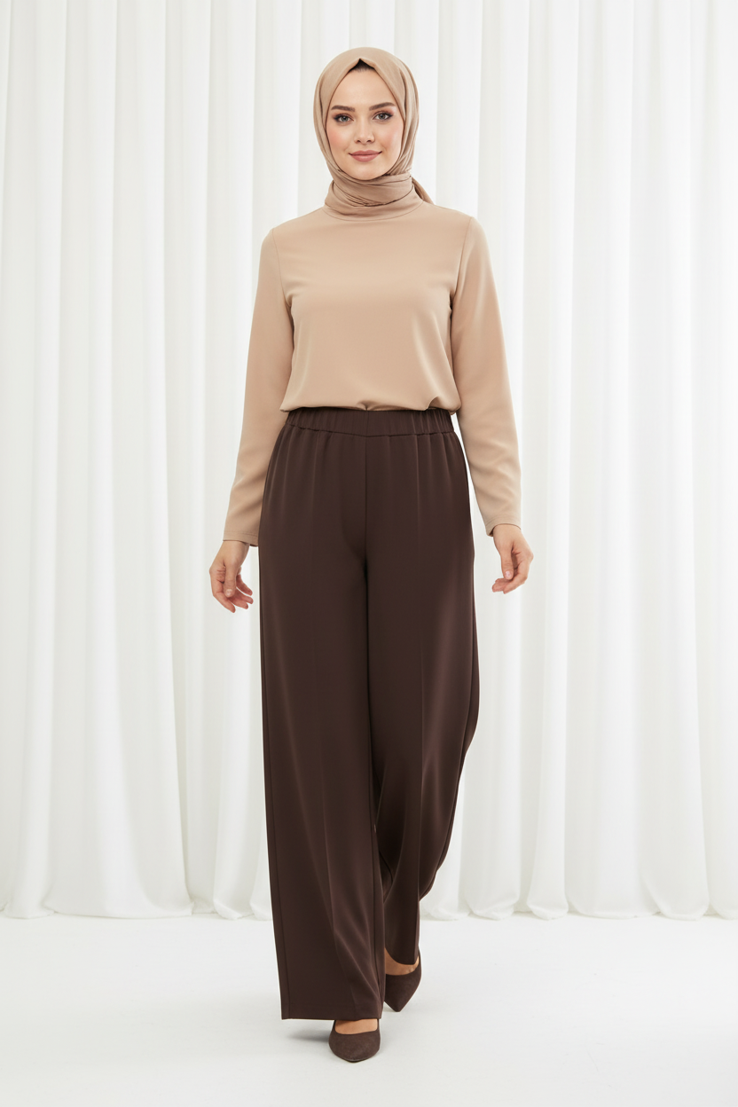 colmar beli lastikli geniş paça pantolon kahverengi colmar beli lastikli geniş paça pantolon kahverengi