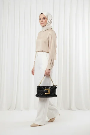 Yozgat Butik Kadın Giyim | Şık Abiye, Takım ve Günlük Kombinler kahve gold tokalı İthal Çanta